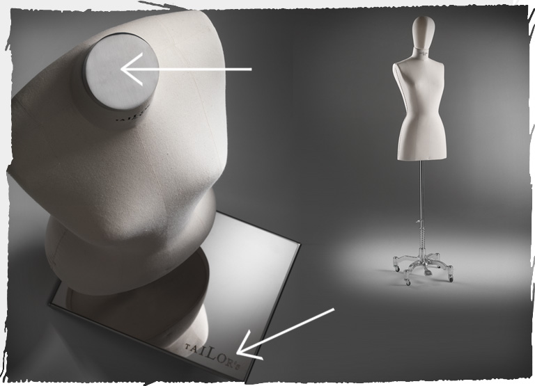 Particolare busti personalizzabili con logo: tappo collo – base piedistallo